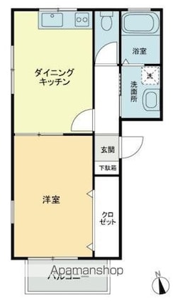 フォブールＤＭＣ・Ｄ[1DK/34.78m2]の間取図