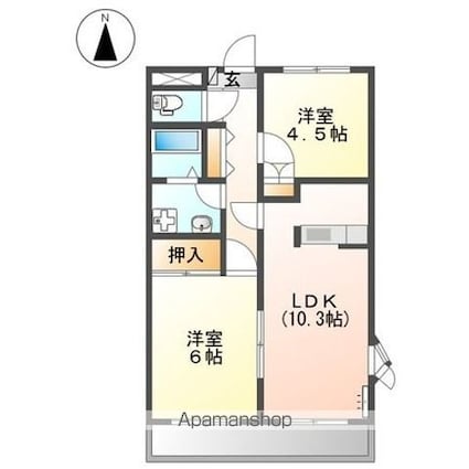 エクセル[2LDK/51.5m2]の間取図