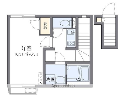 クレイノシャルム[1K/24.07m2]の間取図