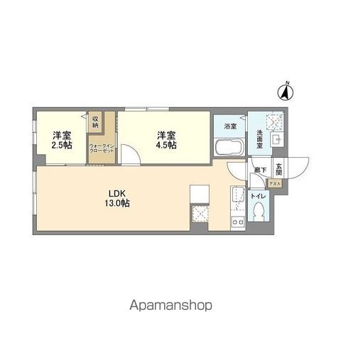 ウェルスクエア西新宿五丁目[2LDK/44.37m2]の間取図