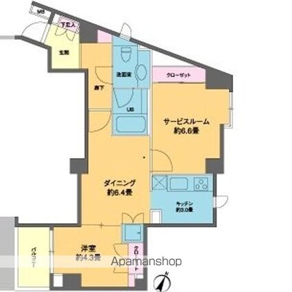 カスタリア南麻布[1DK/51.07m2]の間取図