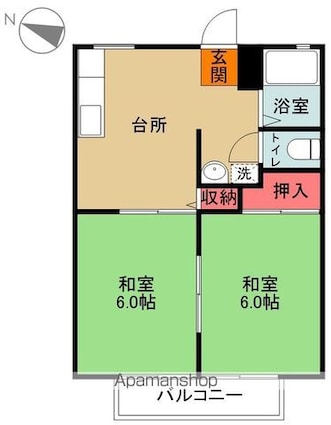 サンシティー平成[2DK/39.67m2]の間取図