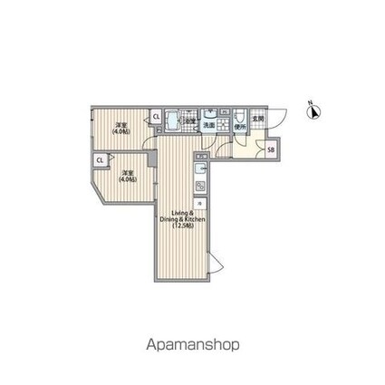 ＨＪクラウンⅠ[2LDK/44.77m2]の間取図