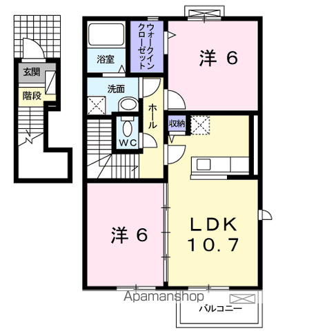 【潮来市新宮のアパートの間取り】