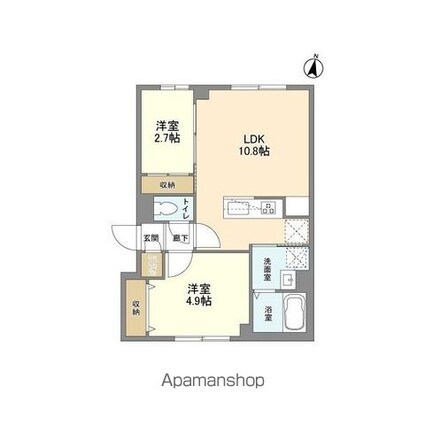 ウェルスクエア西新宿五丁目[2LDK/41.81m2]の間取図