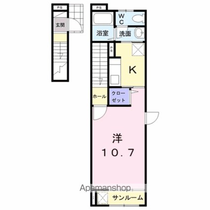 Ｗ．グリシーナ[1K/38.84m2]の間取図