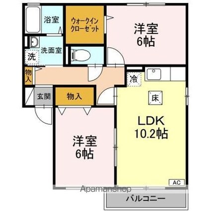 サンハイム西田[2LDK/55.44m2]の間取図