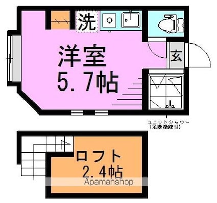 東京都杉並区高円寺北３丁目[1R/13m2]の間取図