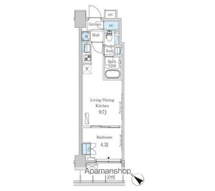 東京都墨田区向島３丁目[1LDK/32.71m2]の間取図