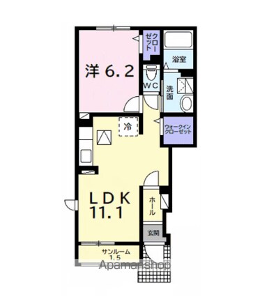 キャンディハウスⅡ[1LDK/43.61m2]の間取図
