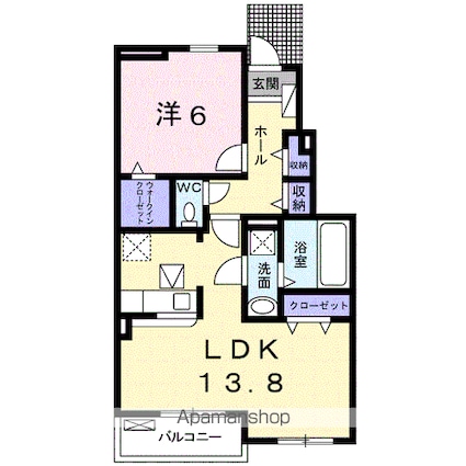 ヴィル・ドミール[1LDK/50.17m2]の間取図