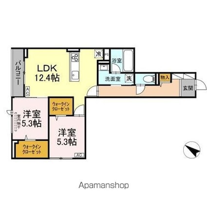 ボン・メゾン東福山[2LDK/63.47m2]の間取図