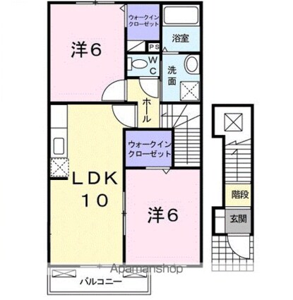 シェーネベルグＢ[2LDK/54.85m2]の間取図