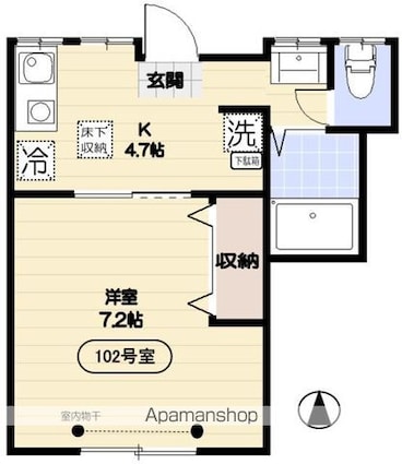 アウローラ[1K/25.05m2]の間取図