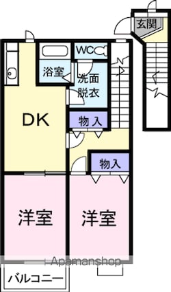 アミスター[2DK/53.44m2]の間取図