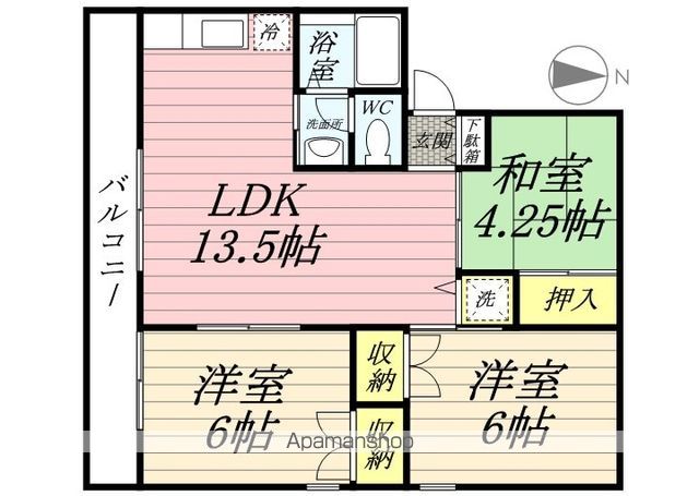 国立市東のアパートの間取り