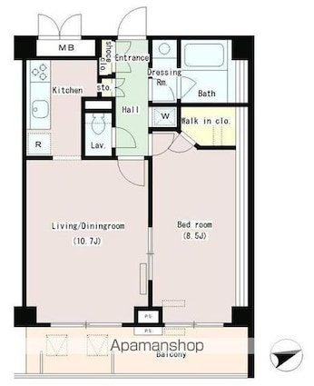 パークプレイス三田[1LDK/53.89m2]の間取図