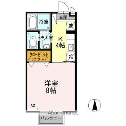 香川県高松市木太町[1K/26.71m2]の間取図