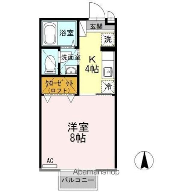 香川県高松市木太町[1K/26.71m2]の間取図