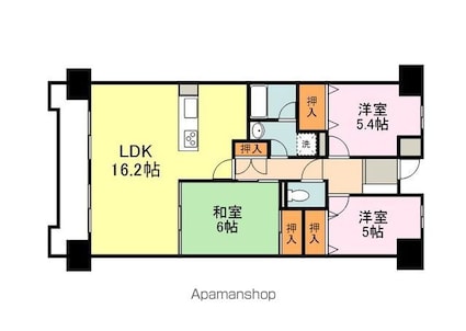 広島県福山市引野町５丁目[3LDK/74.52m2]の間取図