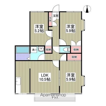 グランデュール瀬戸岡[3LDK/60.68m2]の間取図
