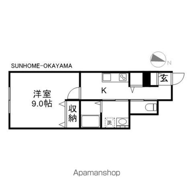 岡山県岡山市東区瀬戸町瀬戸[1K/34.78m2]の間取図