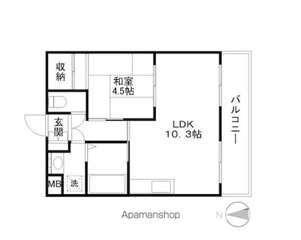 滋賀県長浜市大辰巳町[1LDK/37.17m2]の間取図