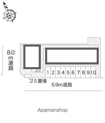 レオパレス龍庵[1K/19.87m2]の配置図