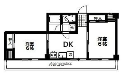 ピース八幡[2DK/43.47m2]の間取図