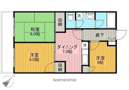 ドミール四ツ木[3DK/52.8m2]の間取図