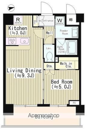 エディアン目黒本町[1LDK/39.91m2]の間取図