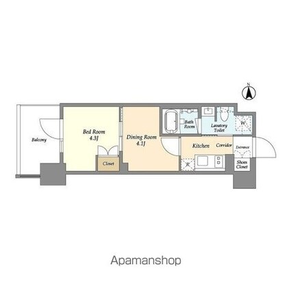 ジオエント上野稲荷町[2K/25.18m2]の間取図