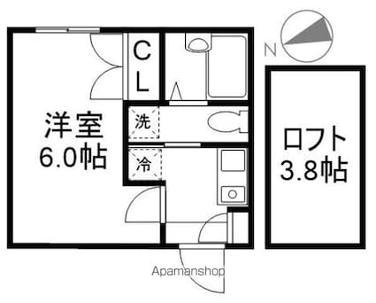 Ｚｅａｌ　Ｎａｋａｎｏ[1K/22.8m2]の間取図