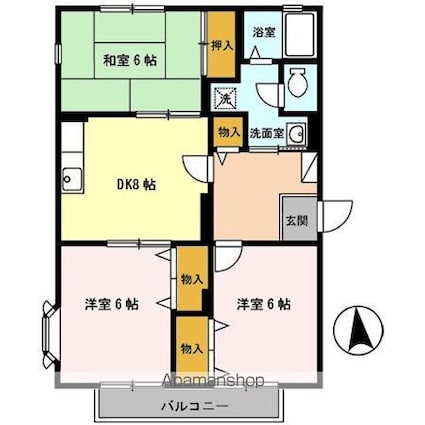 トゥインクルやすらぎ[3DK/63.18m2]の間取図