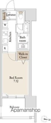 ＢＬＥＳＳ亀戸[1K/25.95m2]の間取図