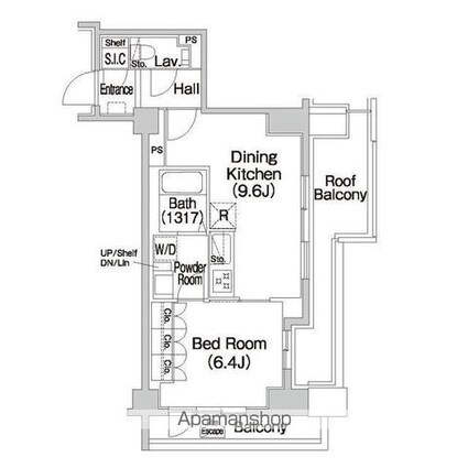 東京都新宿区市谷薬王寺町[1DK/41.78m2]の間取図