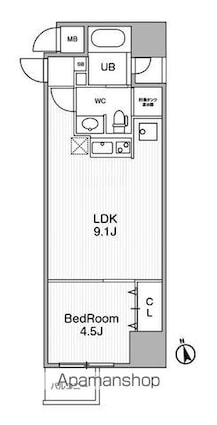 アーバンフラッツ池袋プレミアム（旧　池袋デュープレックスタワー）[1LDK/35.36m2]の間取図