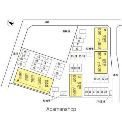 リファルジェント泉　Ｂ棟[1R/33.7m2]の配置図