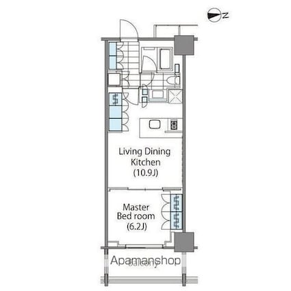 東京都新宿区新宿６丁目[1LDK/42.84m2]の間取図