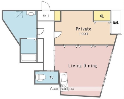 城北ビル[1LDK/50m2]の間取図