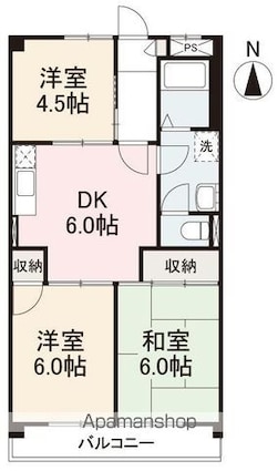 ラフォーレＨＡＳＨＩＭＯＴＯ[3DK/53.46m2]の間取図