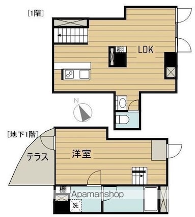 東京都武蔵野市吉祥寺東町２丁目[1LDK/45.57m2]の間取図
