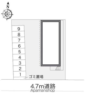 レオパレスアズール[1K/19.87m2]の配置図