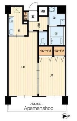 アルファレガロ栗林[1LDK/39.34m2]の間取図