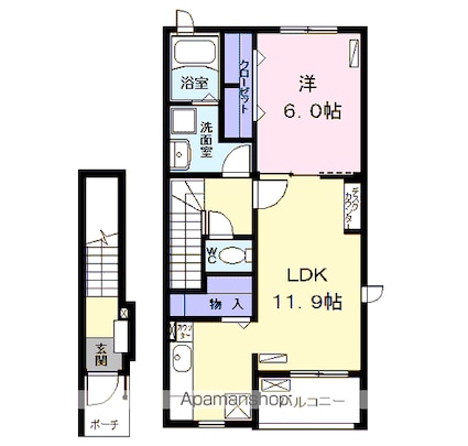 フォレスト比良西Ⅱ[1LDK/48.65m2]の間取図
