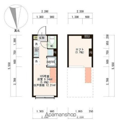 アルカディア上板橋[1R/12.21m2]の間取図