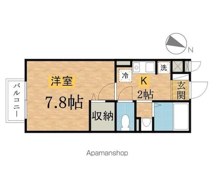 ヴェルデ[1K/26.27m2]の間取図