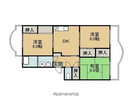 玉井ハイツ[3DK/71m2]の間取図