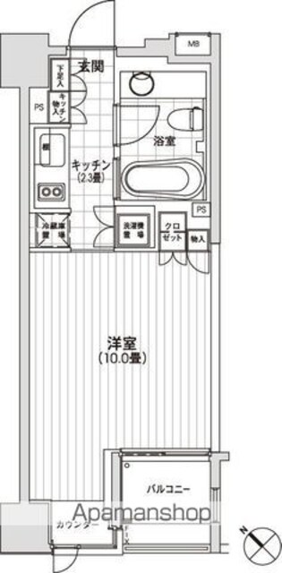 カスタリア銀座[1R/29.57m2]の間取図