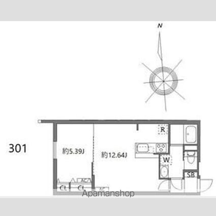 東京都世田谷区上北沢４丁目[1LDK/40.05m2]の間取図
